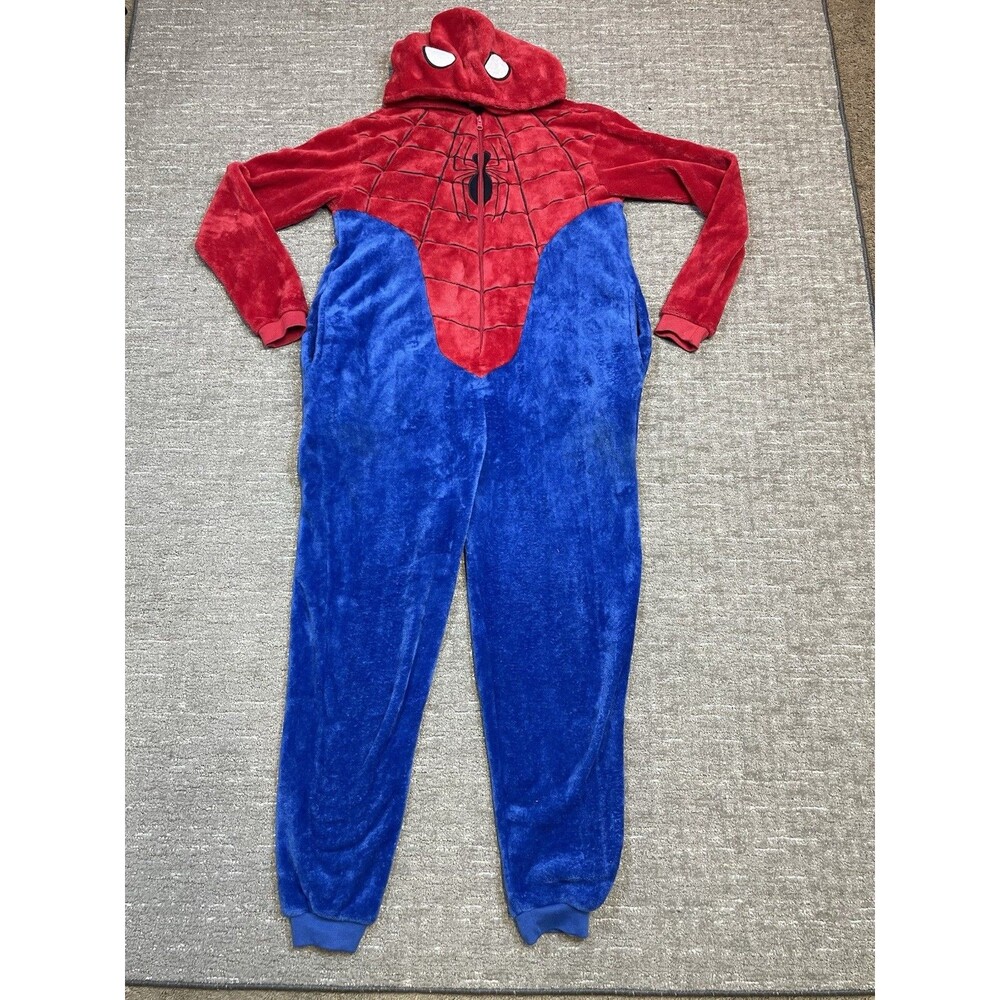 SPIDERMAN Fleece All in One Adult M Medium Pajamas Halloween Bodysuit
